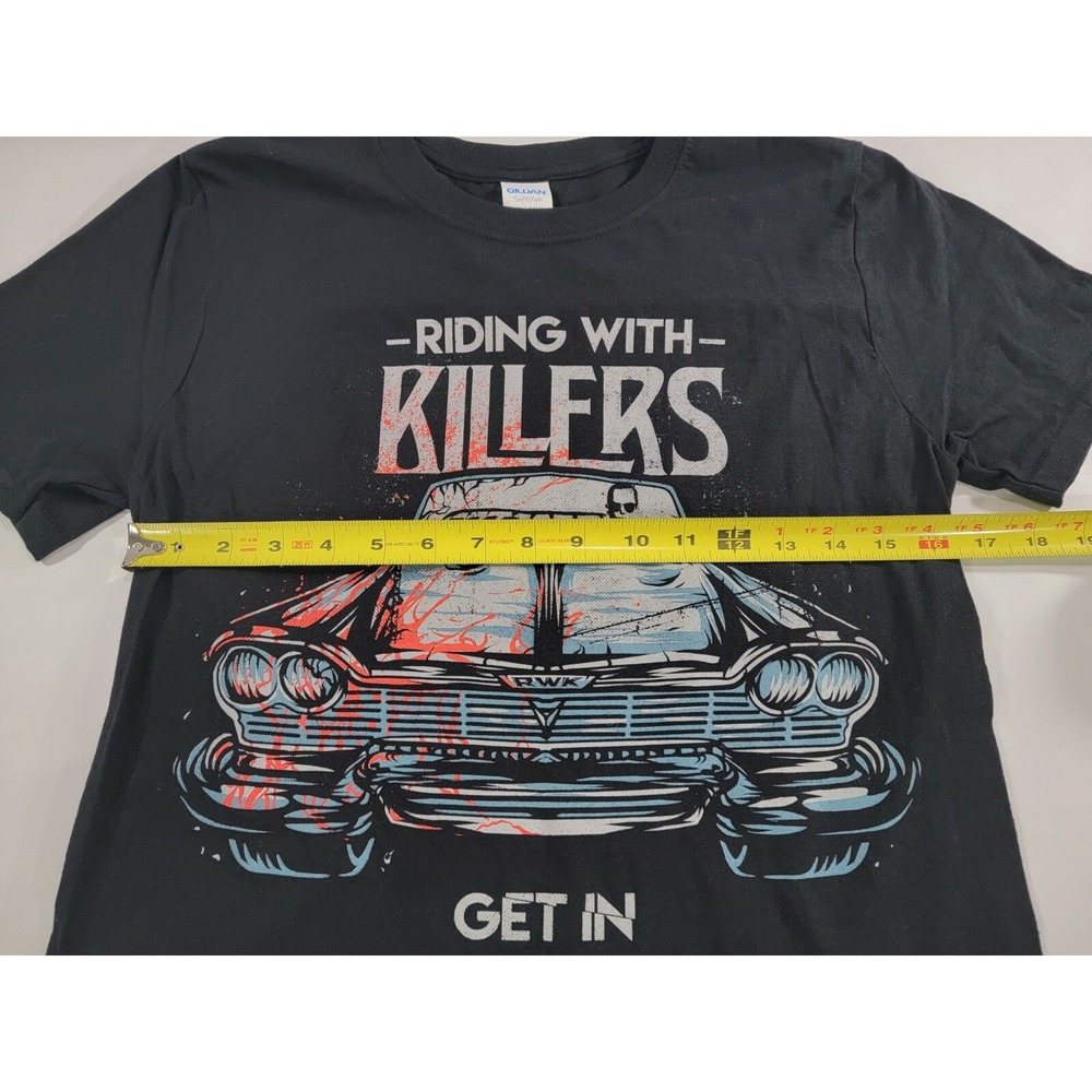 Riding with Killers "Get in" Retro Style Black‎ T Shirt New Official Band Merch - Picture 4 of 5